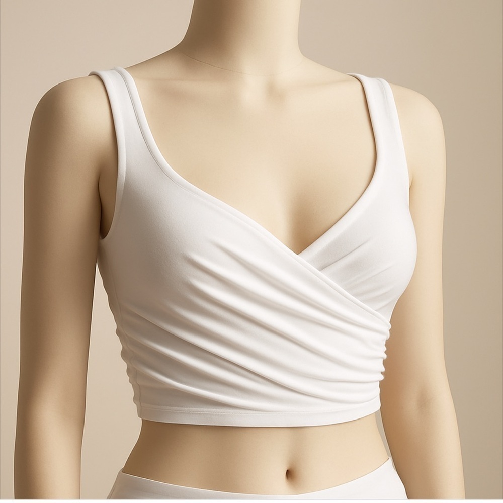 FASHION NOVA white faux wrap bandage crop top - womens size medium - Picture 2 of 6